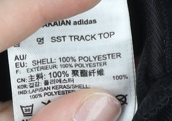 Adidas Womens Black Floral Track Jacket Size 8 Full Zip Polyester