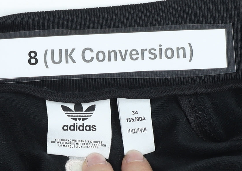 Adidas Womens Black Floral Track Jacket Size 8 Full Zip Polyester