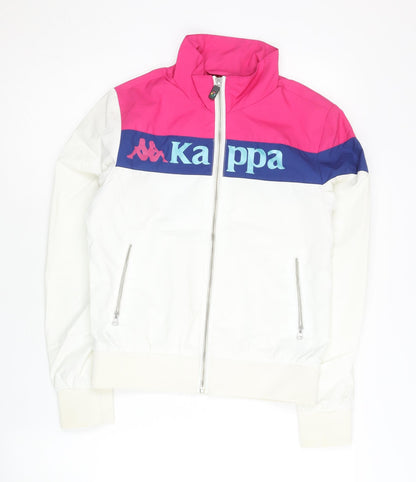Kappa Womens Track Jacket Size 8 White Pink Blue Colourblock Full Zip