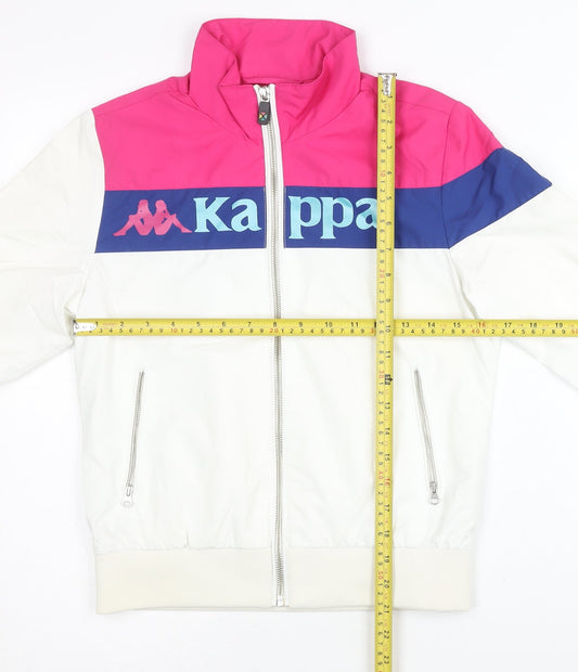 Kappa Womens Track Jacket Size 8 White Pink Blue Colourblock Full Zip