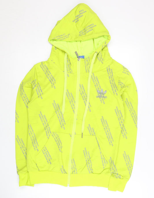 Adidas Women’s Neon Yellow Full Zip Hoodie Sweatshirt L