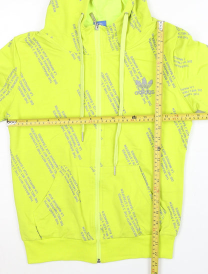 Adidas Women’s Neon Yellow Full Zip Hoodie Sweatshirt L