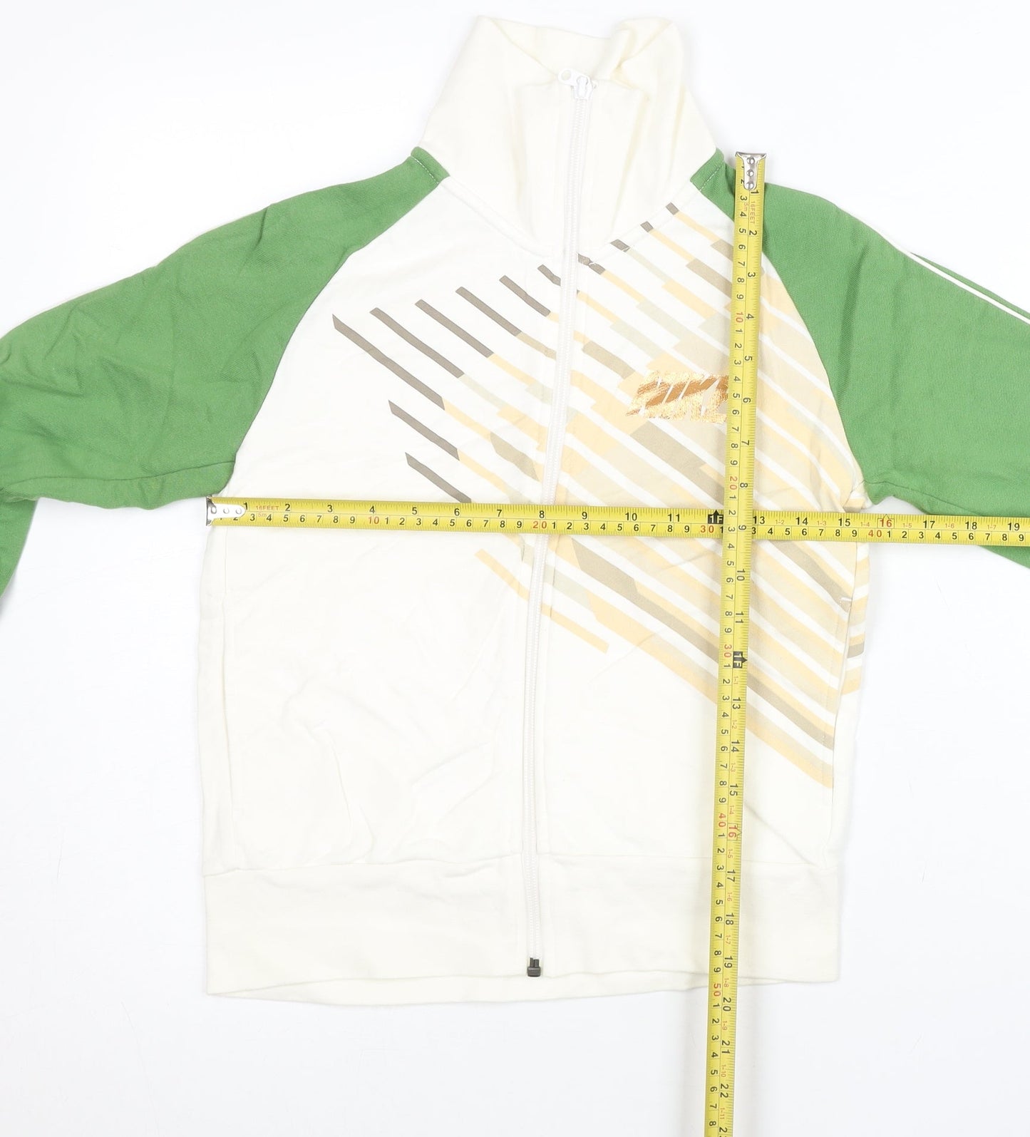 Nike Women’s Green White Gold Track Jacket M Cotton Full Zip