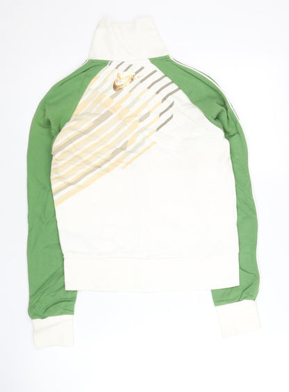 Nike Women’s Green White Gold Track Jacket M Cotton Full Zip