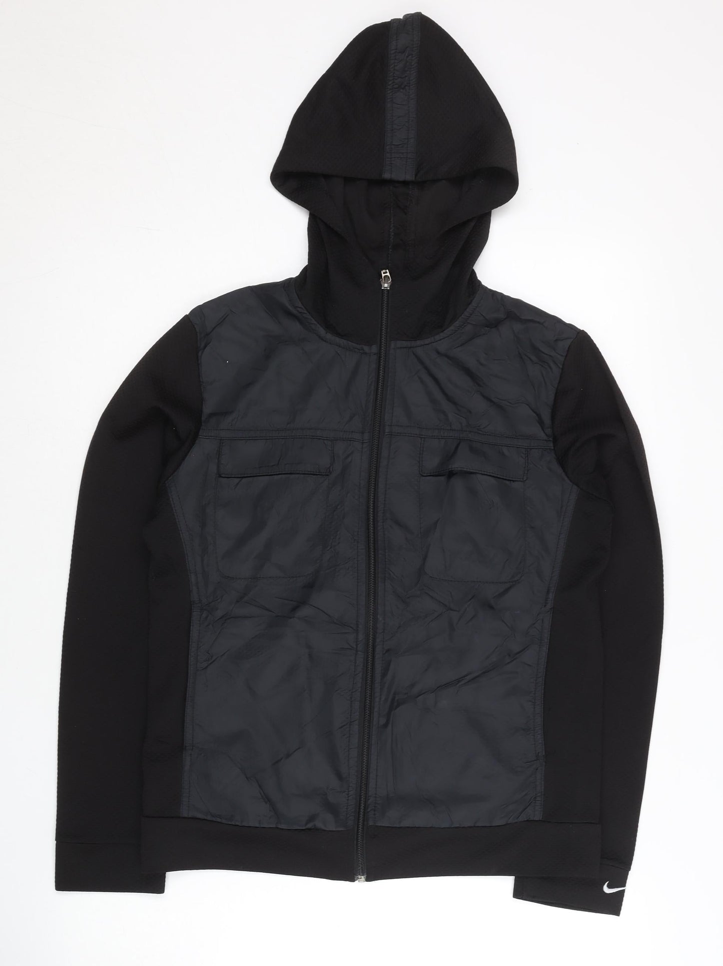 Nike Women Black L Track Jacket Hooded Full Zip Running Sportswear