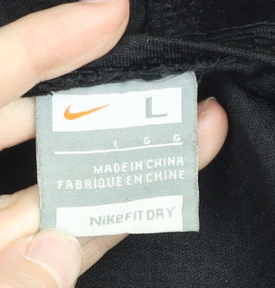 Nike Women Black L Track Jacket Hooded Full Zip Running Sportswear