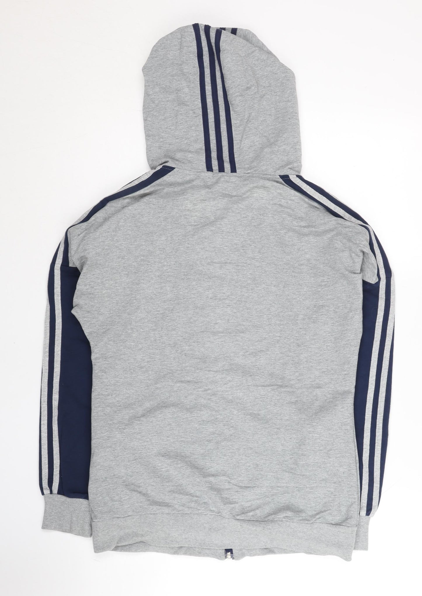 Adidas Womens Grey Full Zip Hoodie Size 12 UK Cotton Sportswear