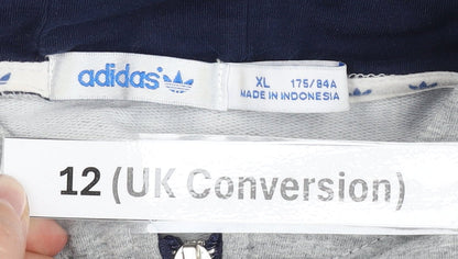 Adidas Womens Grey Full Zip Hoodie Size 12 UK Cotton Sportswear