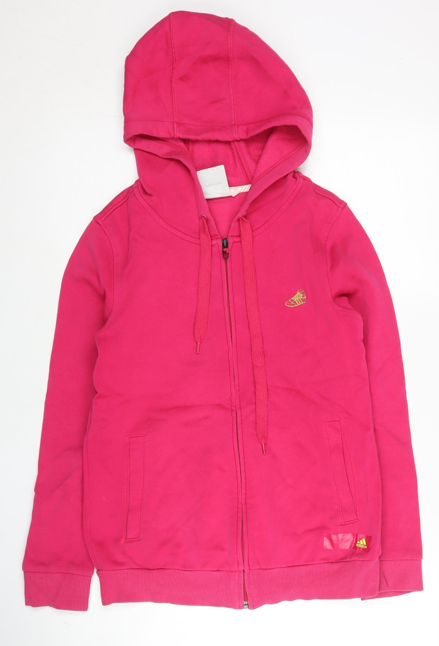 Adidas Womens Pink Full Zip Hoodie Size 10 Cotton Blend