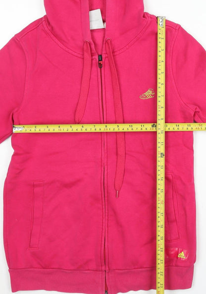 Adidas Womens Pink Full Zip Hoodie Size 10 Cotton Blend