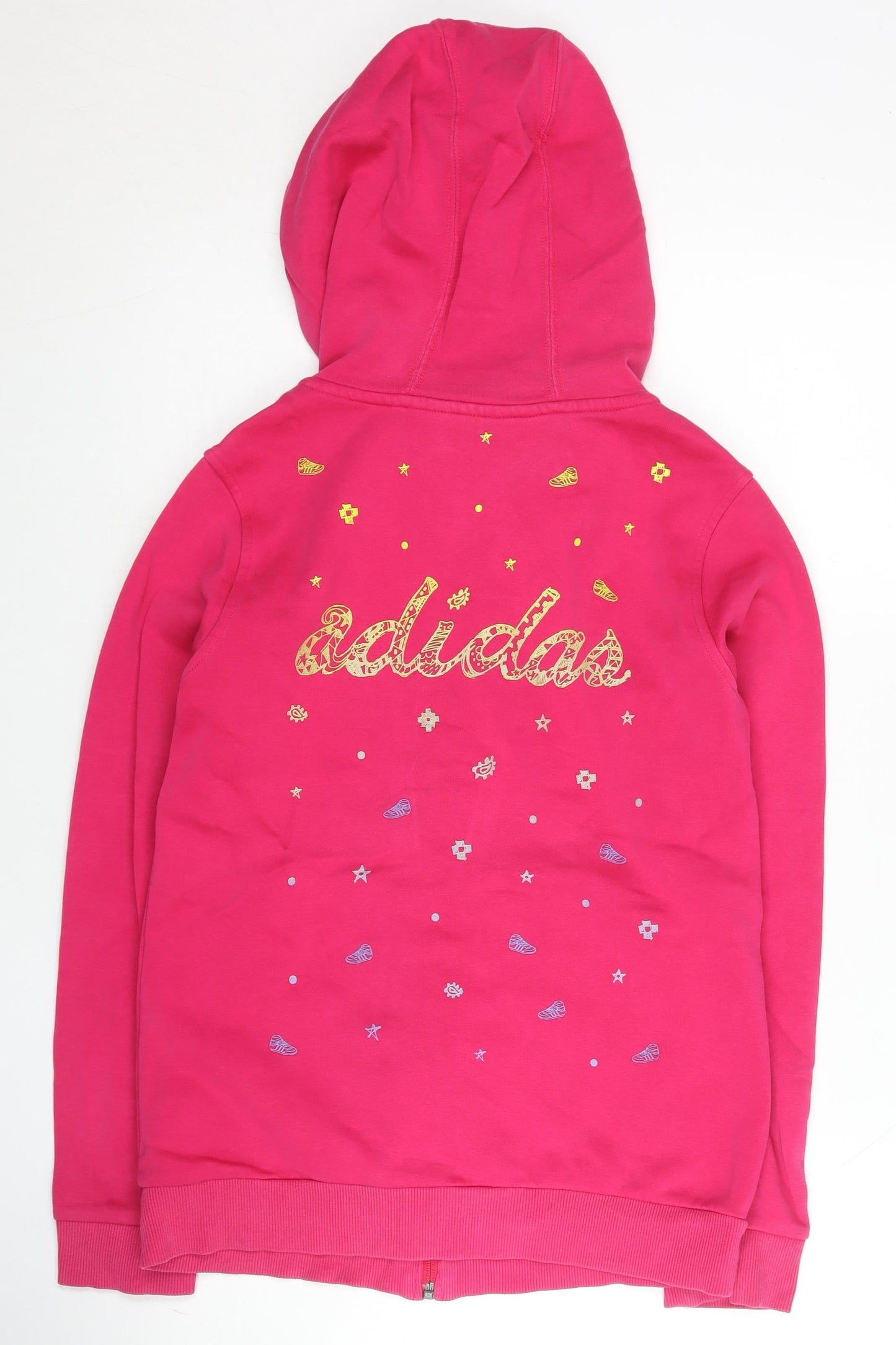 Adidas Womens Pink Full Zip Hoodie Size 10 Cotton Blend