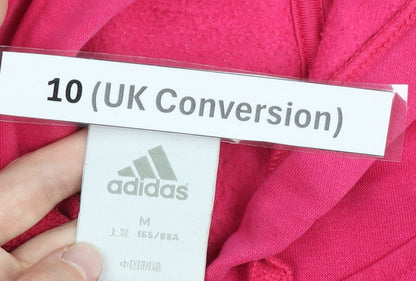 Adidas Womens Pink Full Zip Hoodie Size 10 Cotton Blend