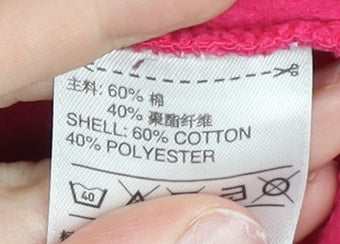 Adidas Womens Pink Full Zip Hoodie Size 10 Cotton Blend