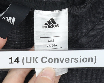 Adidas Womens Black Full Zip Hoodie Size 14 UK Cotton Blend