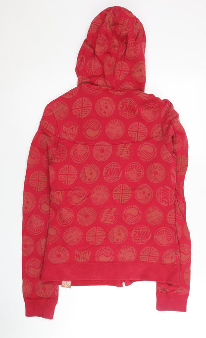 Nike Women’s Red Full Zip Hoodie L Cotton Graphic Print
