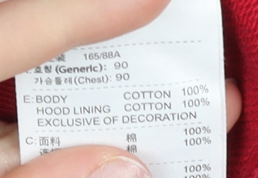 Nike Women’s Red Full Zip Hoodie L Cotton Graphic Print