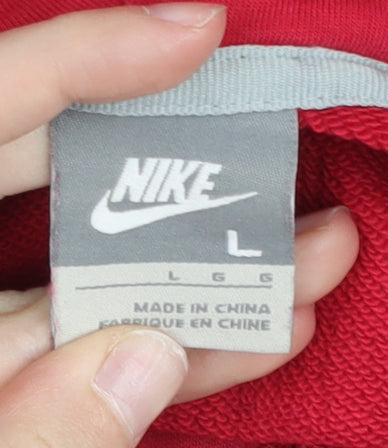 Nike Women’s Red Full Zip Hoodie L Cotton Graphic Print