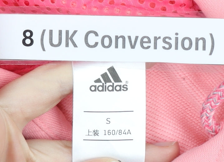 Adidas Women’s Pink Full Zip Hoodie Size 8 UK Sports Logo Sweatshirt