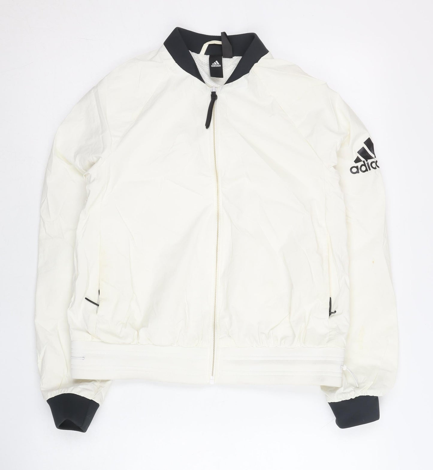 Adidas Women's Ivory Track Jacket Size 8 Full Zip Sportswear