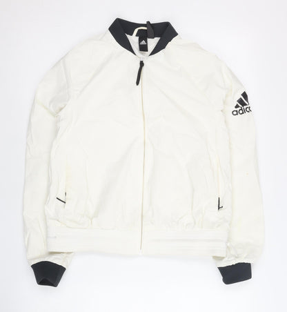 Adidas Women's Ivory Track Jacket Size 8 Full Zip Sportswear