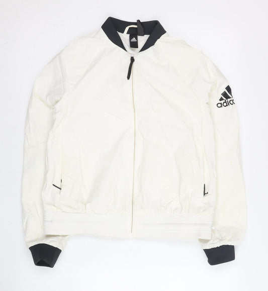Adidas Women's Ivory Track Jacket Size 8 Full Zip Sportswear