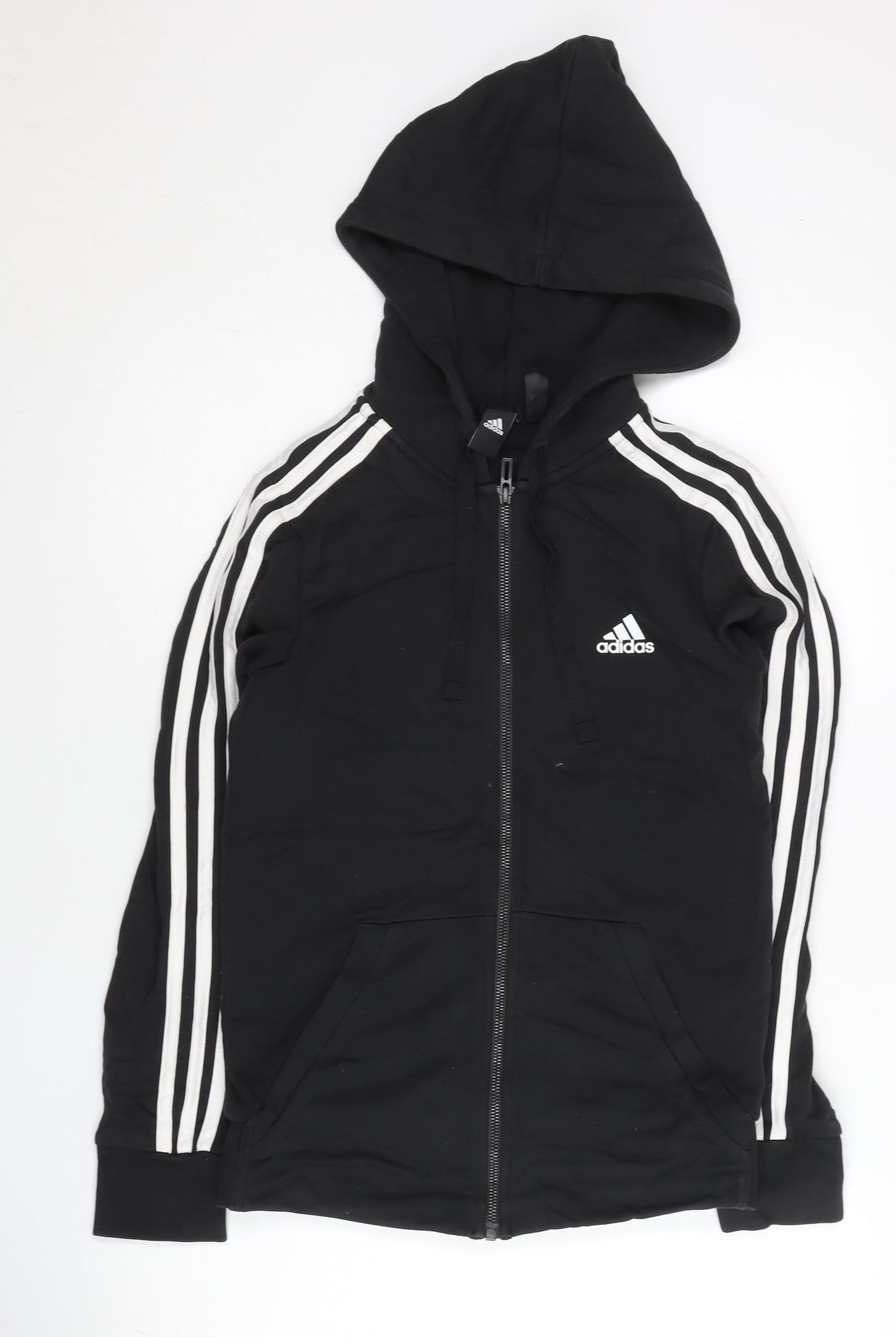 Adidas Womens Black Size 8 Full Zip Hoodie Jacket Sportswear