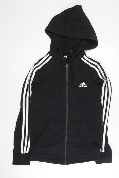 Adidas Womens Black Size 8 Full Zip Hoodie Jacket Sportswear
