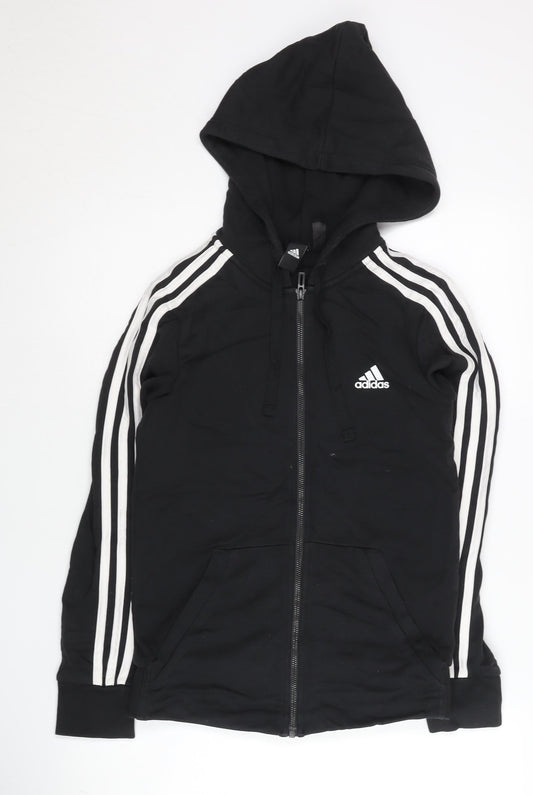 Adidas Womens Black Size 8 Full Zip Hoodie Jacket Sportswear