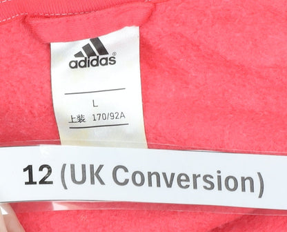 Adidas Womens Pink Full Zip Hoodie Size 12 Regular Fit Logo