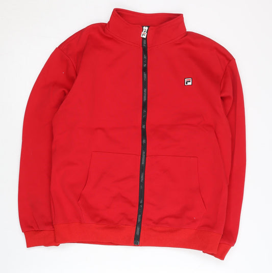 Fila Women Red Track Jacket Size 10 Cotton Full Zip Sportswear