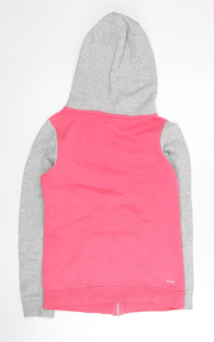 Adidas Womens Hoodie Pink Grey Size 8 Full Zip Sportswear