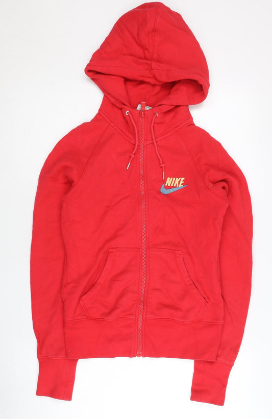 Nike Women’s Red Full Zip Hoodie Medium 100% Cotton Sportswear