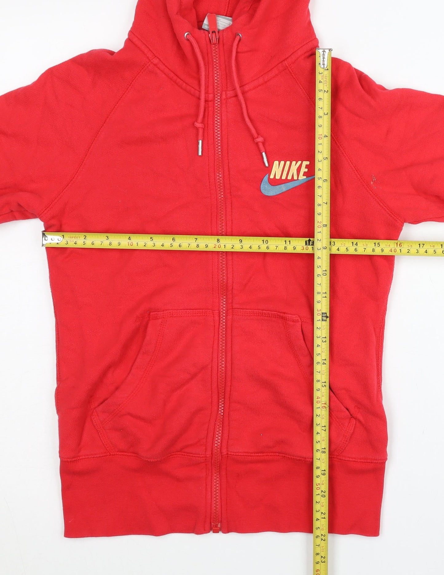 Nike Women’s Red Full Zip Hoodie Medium 100% Cotton Sportswear