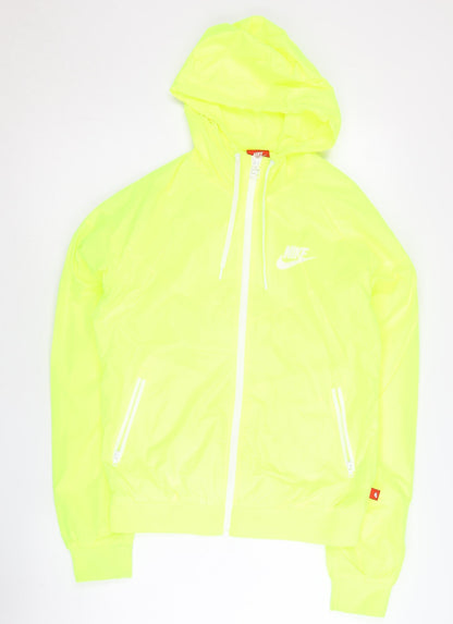 Nike Womens Yellow M Windbreaker Jacket Hooded Lightweight