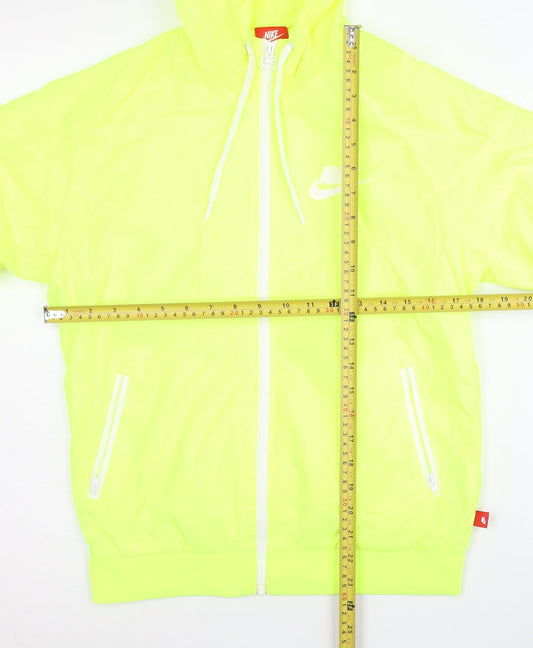 Nike Womens Yellow M Windbreaker Jacket Hooded Lightweight