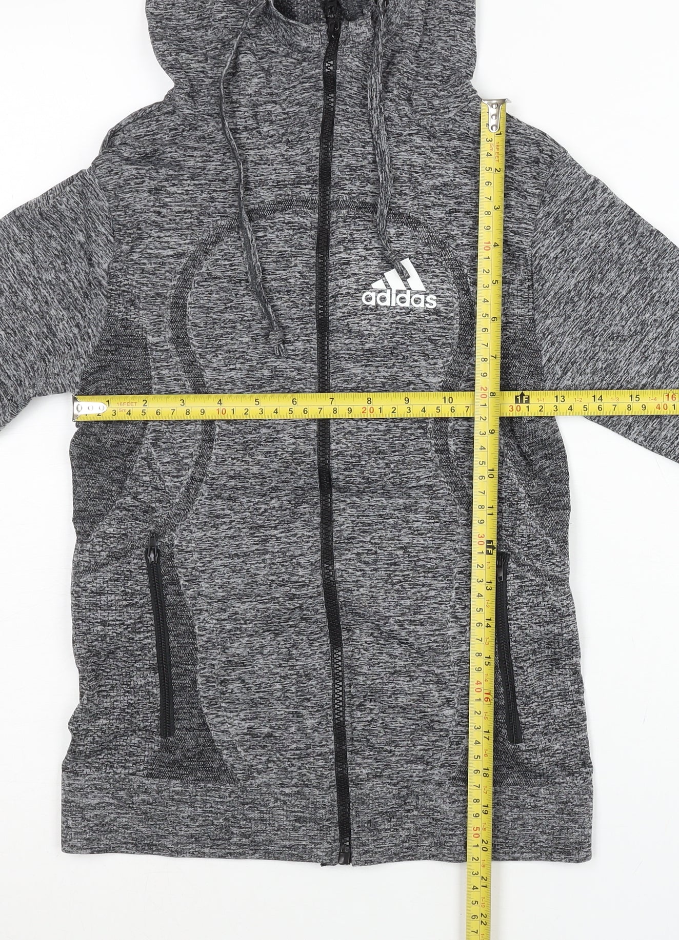 Adidas Womens Grey Slim Fit Track Jacket S Hooded Full Zip