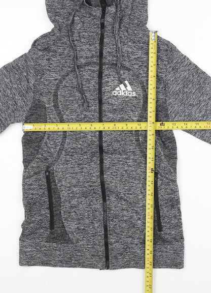 Adidas Womens Grey Slim Fit Track Jacket S Hooded Full Zip