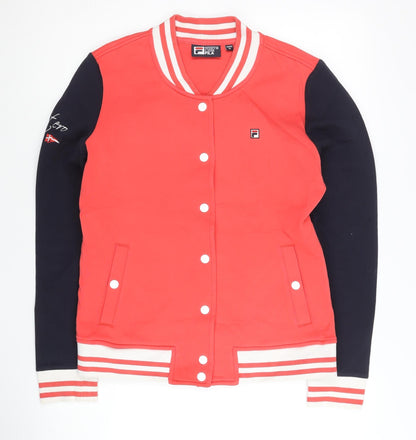 Fila Women’s Red Varsity Jacket Size 12 Cotton Long Sleeve