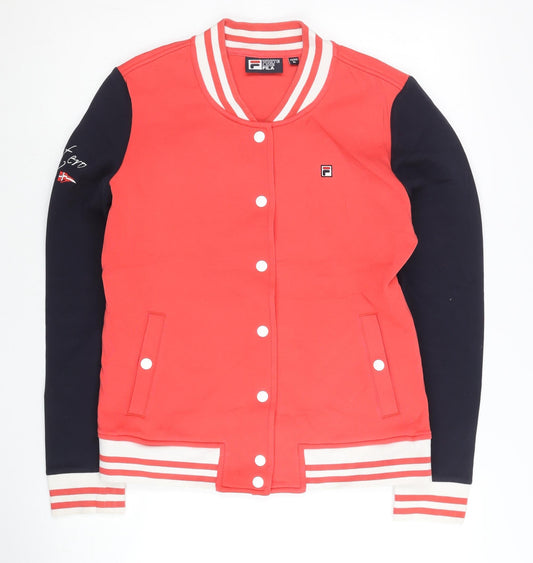Fila Women’s Red Varsity Jacket Size 12 Cotton Long Sleeve