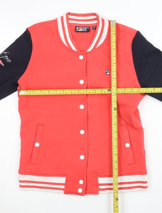 Fila Women’s Red Varsity Jacket Size 12 Cotton Long Sleeve