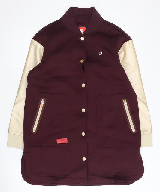 FILA Women’s Burgundy Varsity Jacket Size 8 Long Sleeve Casual
