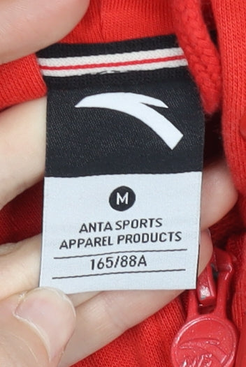Anta Women’s Red Full Zip Hoodie Size M Sports Casual