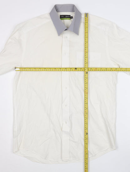 Marks and Spencer Men’s White Long Sleeve Button-Up Shirt 15.5in Regular Fit 39-40 in