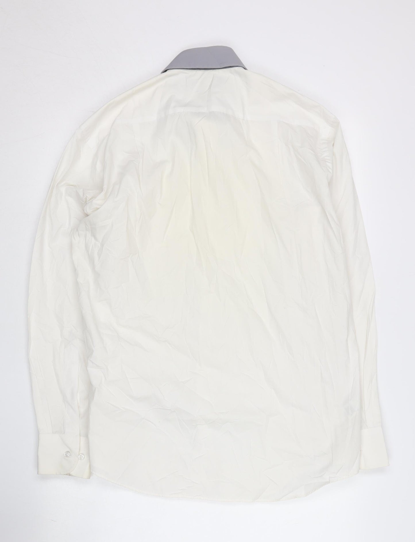 Marks and Spencer Men’s White Long Sleeve Button-Up Shirt 15.5in Regular Fit 39-40 in