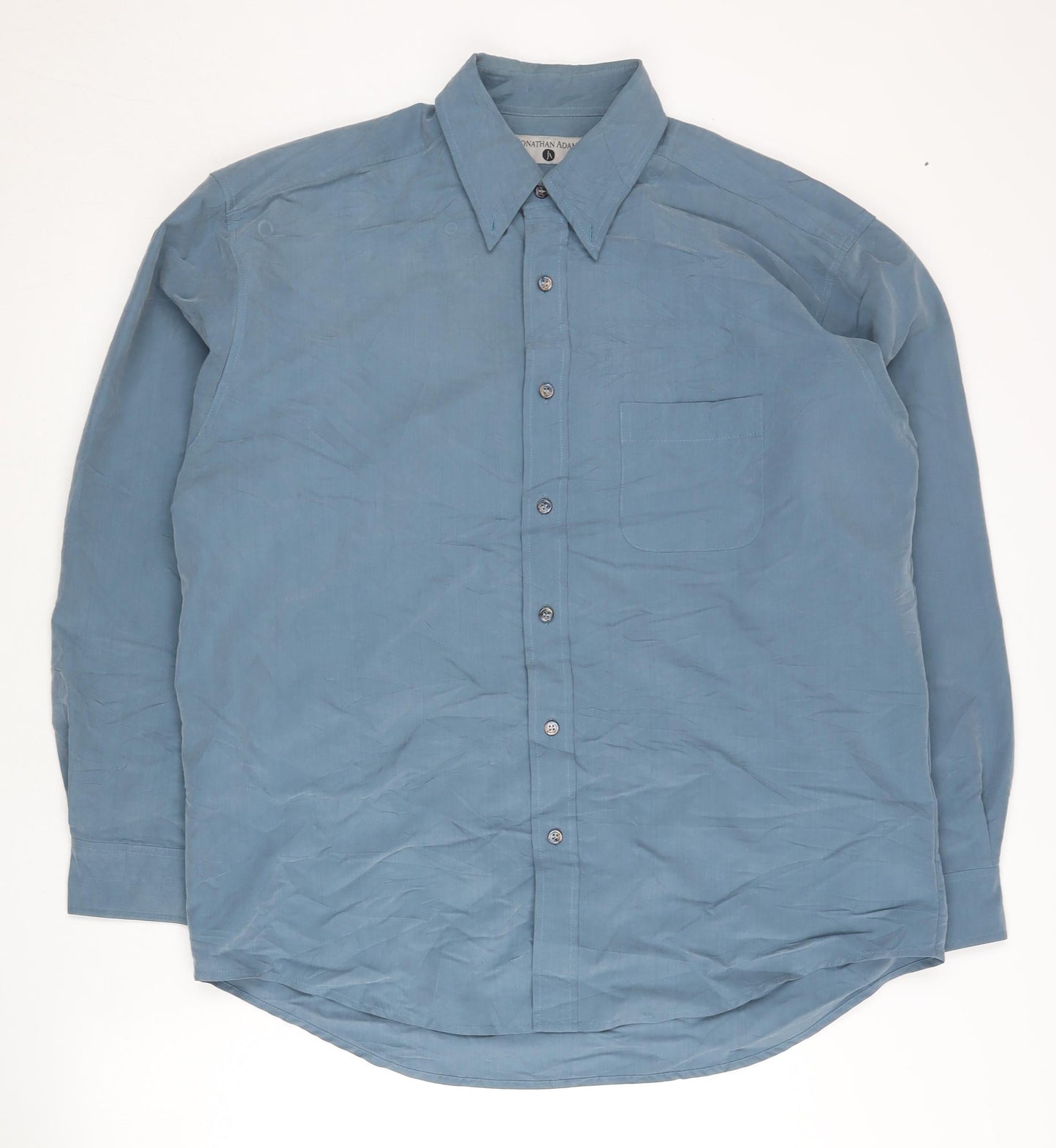 Jonathan Adams Mens Blue Short Sleeve Modal Blend Button-Up Shirt Size M