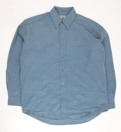 Jonathan Adams Mens Blue Short Sleeve Modal Blend Button-Up Shirt Size M