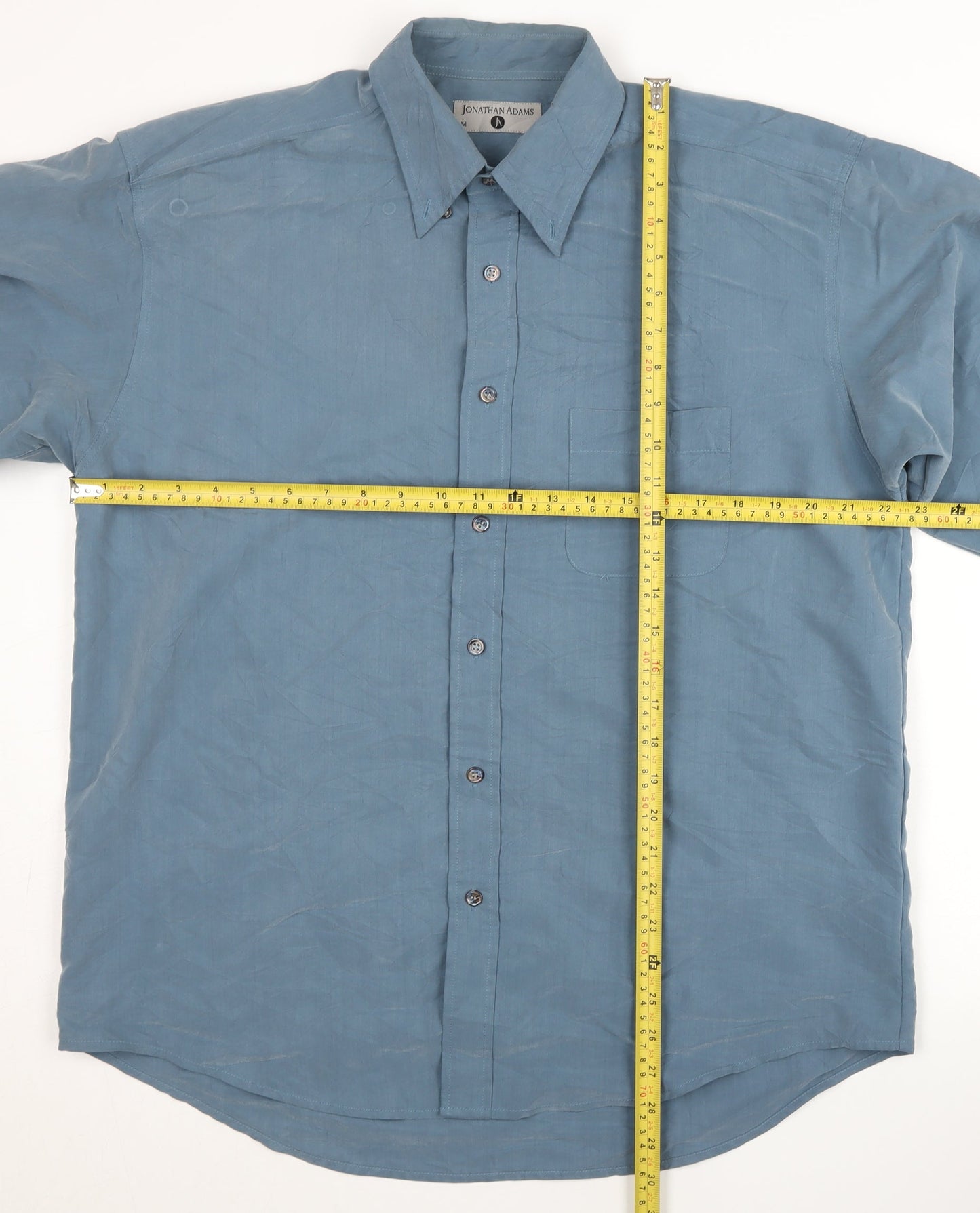 Jonathan Adams Mens Blue Short Sleeve Modal Blend Button-Up Shirt Size M
