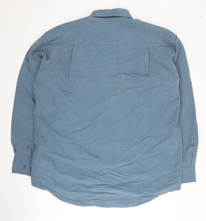 Jonathan Adams Mens Blue Short Sleeve Modal Blend Button-Up Shirt Size M