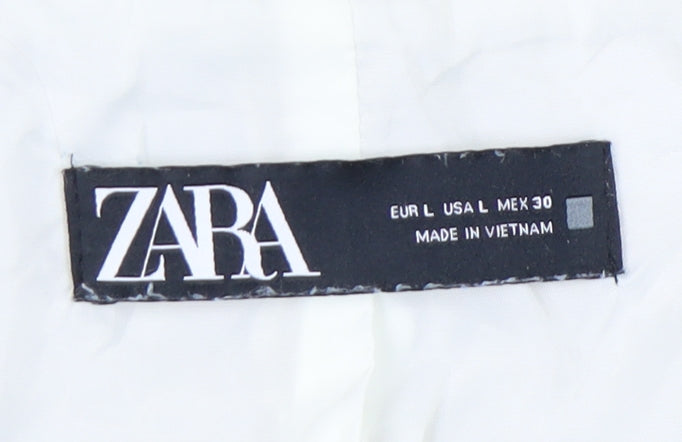 Zara Womens Beige Linen-Blend Blazer Jacket Size L Regular Fit