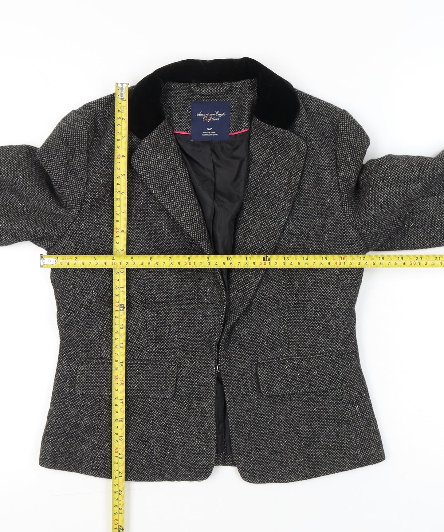 American Eagle Outfitters Women’s Grey Wool Blend Tweed Blazer Jacket S